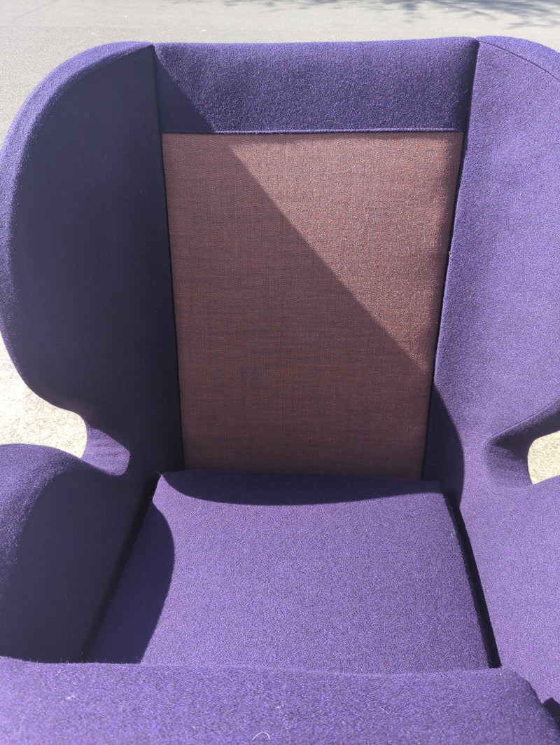 Single armchair Danish Deluxe Eros Swan chair fully restored purple Kvadrat wool