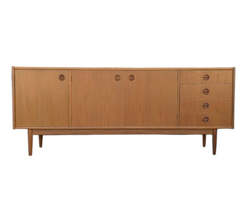 Parker Sideboard Authentic Nordic 1960s “Cats Eyes” Vintage teak MCM 2 door, 4 drawer version