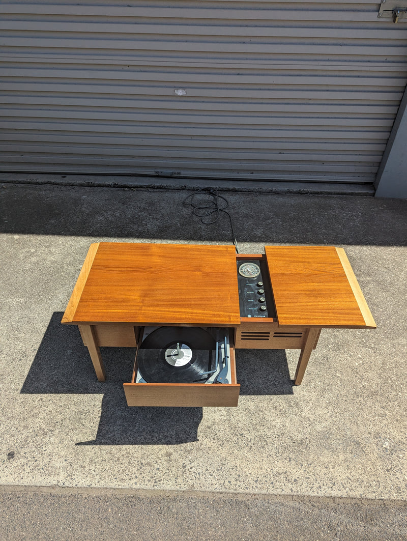 AWA cappuccino Radiogram mid century golden teak