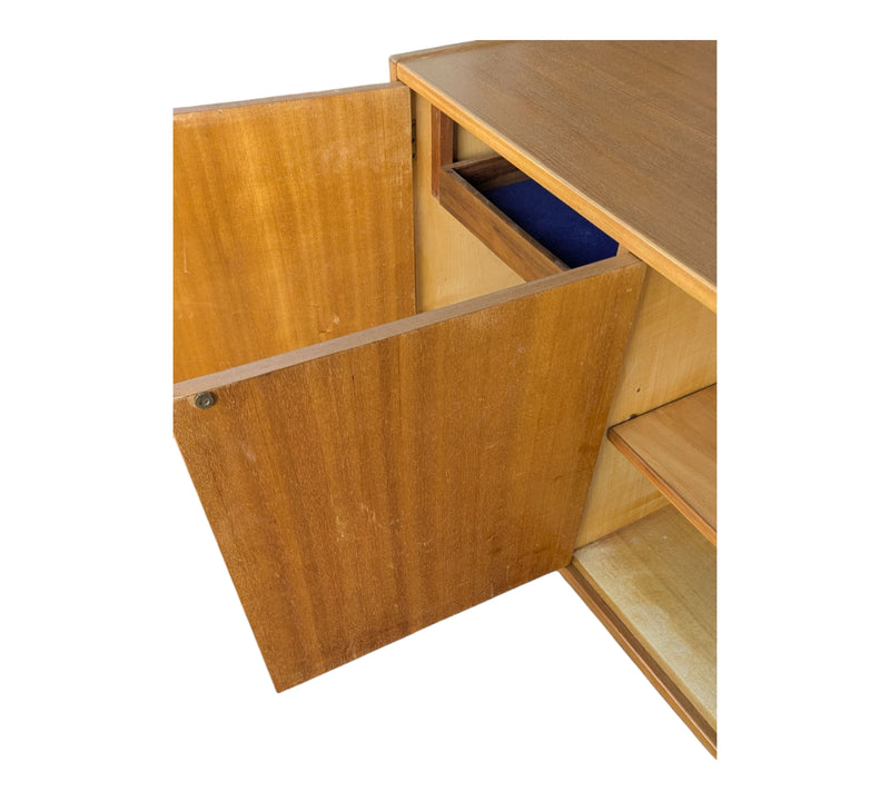 Parker Sideboard Authentic Nordic 1960s “Cats Eyes” Vintage teak MCM 2 door, 4 drawer version