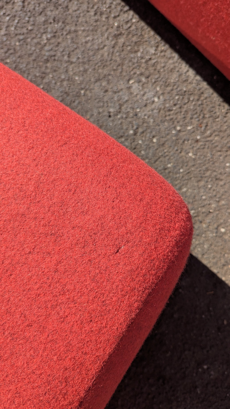 Authentic Featherston Uniroyal Numero 1V IV highback armchair red/pink matching ottoman Kvadrat wool fabric