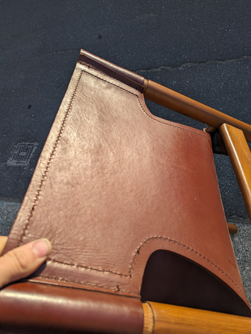 Authentic Flervilla 4 dining chairs fully burgundy brown leather