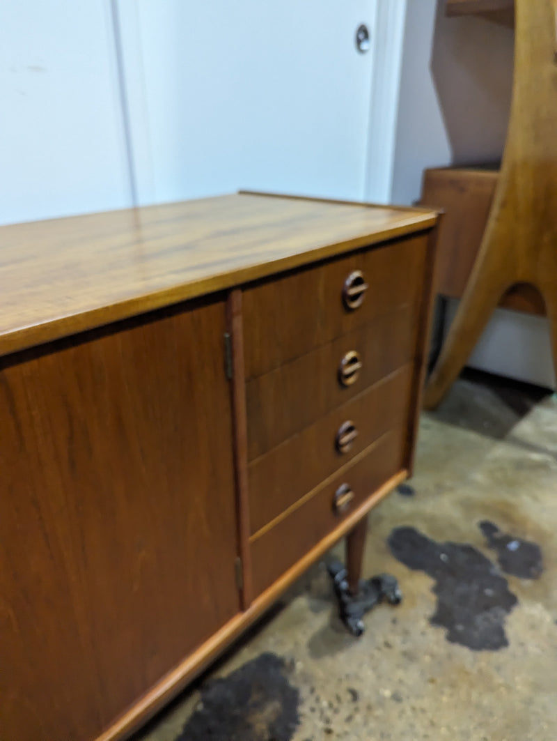 Parker Sideboard Authentic Nordic 1960s “Cats Eyes” Vintage teak MCM 2 door, 4 drawer version.