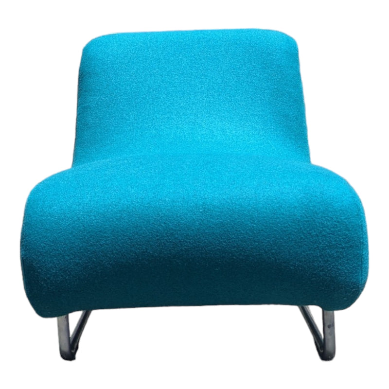 Vanderoza low sleigh foam armchair mid century Kvadrat fabric blue green