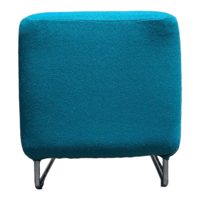 Vanderoza low sleigh foam armchair mid century Kvadrat fabric blue green