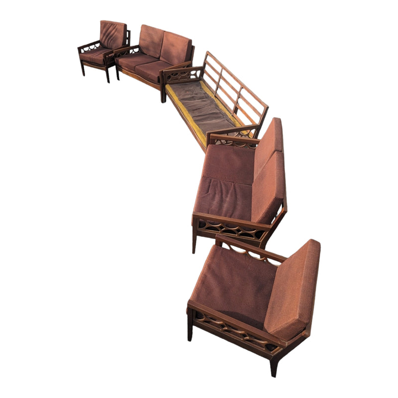 Avalon furniture 5 piece teak lounge suite MCM 1960s