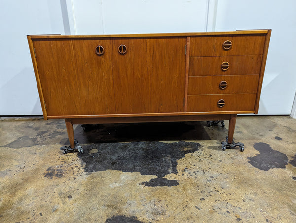 Parker Sideboard Authentic Nordic 1960s “Cats Eyes” Vintage teak MCM 2 door, 4 drawer version.