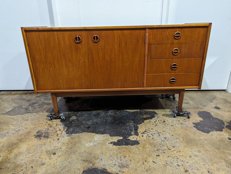 Parker Sideboard Authentic Nordic 1960s “Cats Eyes” Vintage teak MCM 2 door, 4 drawer version.