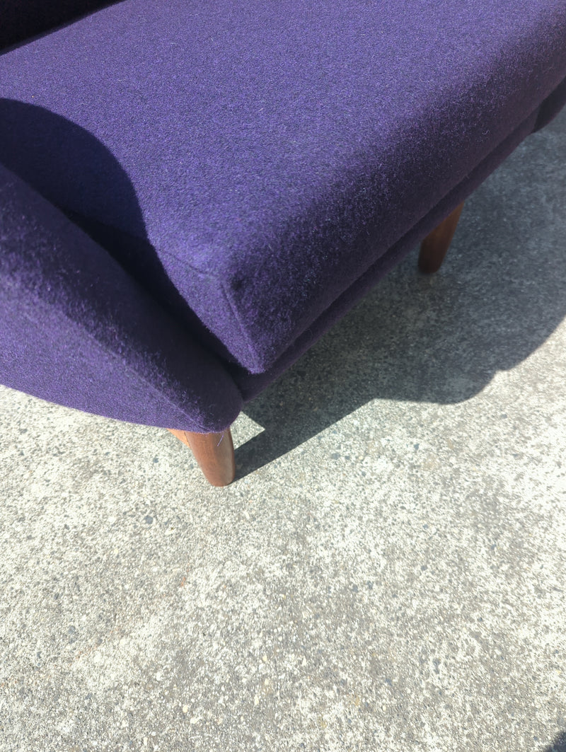 Single armchair Danish Deluxe Eros Swan chair fully restored purple Kvadrat wool