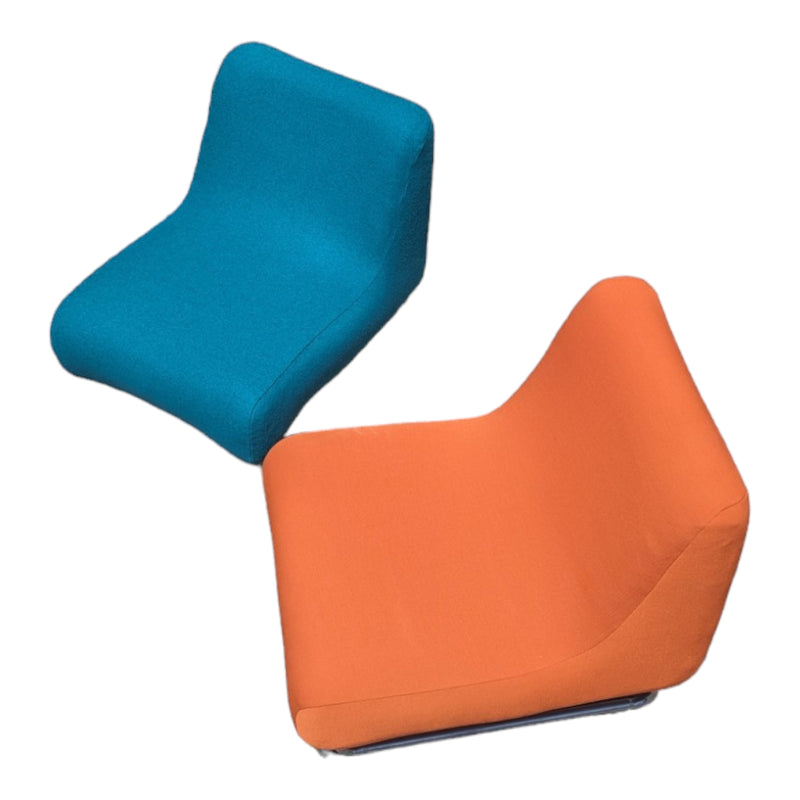 Vanderoza low sleigh foam armchair mid century Kvadrat fabric blue green