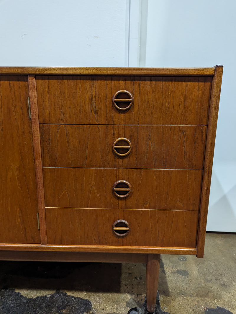 Parker Sideboard Authentic Nordic 1960s “Cats Eyes” Vintage teak MCM 2 door, 4 drawer version.