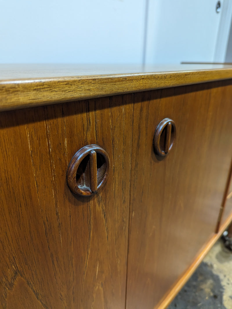 Parker Sideboard Authentic Nordic 1960s “Cats Eyes” Vintage teak MCM 2 door, 4 drawer version.