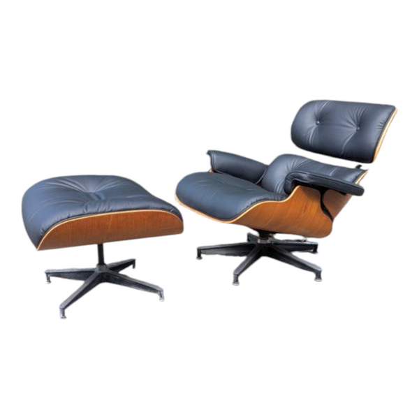 Restoration of original Charles Eames pair of armchairs and ottoman original Herman Miller 1970s