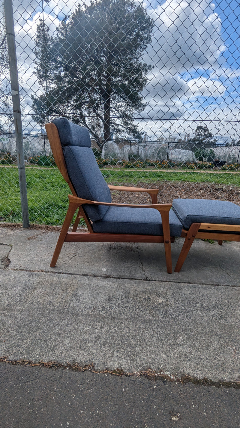 Pre - order: Danish Deluxe paddle high back armchairs Inga restored Zepel fabric boucle teak