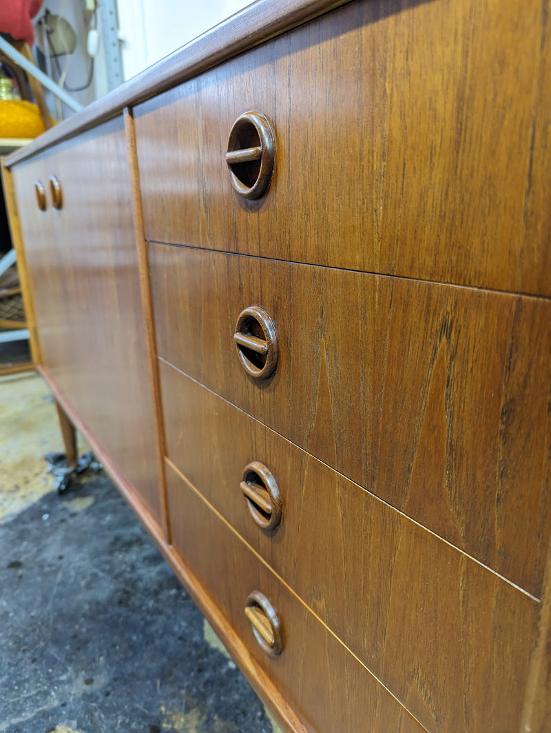 Parker Sideboard Authentic Nordic 1960s “Cats Eyes” Vintage teak MCM 2 door, 4 drawer version.