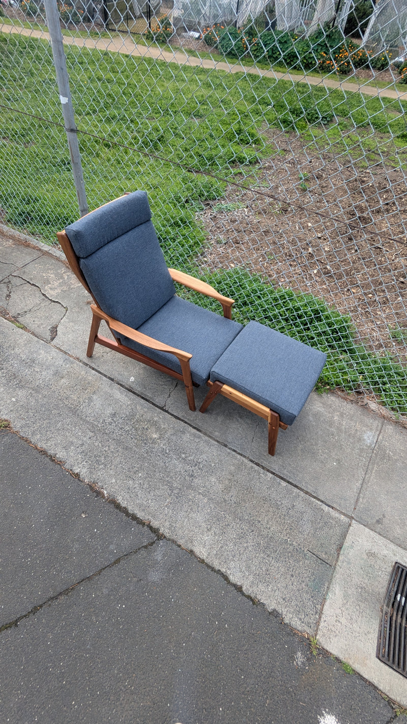 Pre - order: Danish Deluxe paddle high back armchairs Inga restored Zepel fabric boucle teak