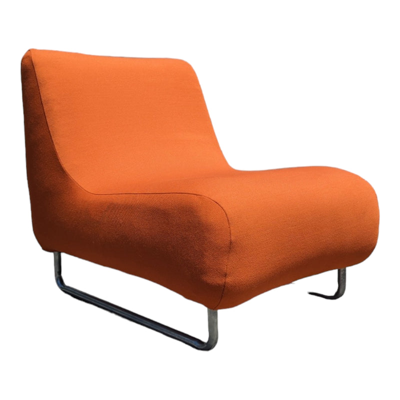 Vanderoza low sleigh foam armchair mid century orange