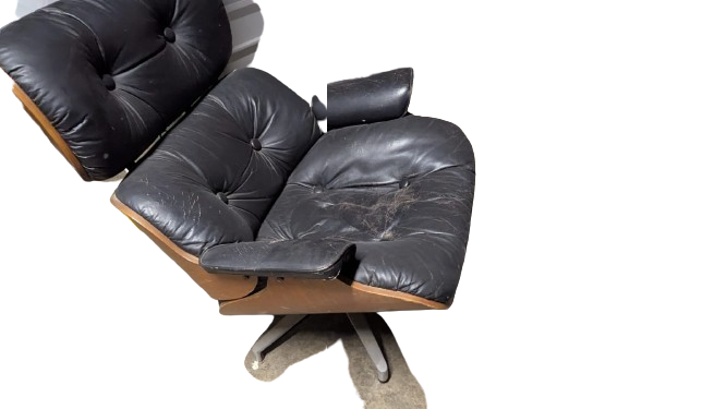 Restoration of single Eames chair with ottoman replica made in Philippines 1974 vintage