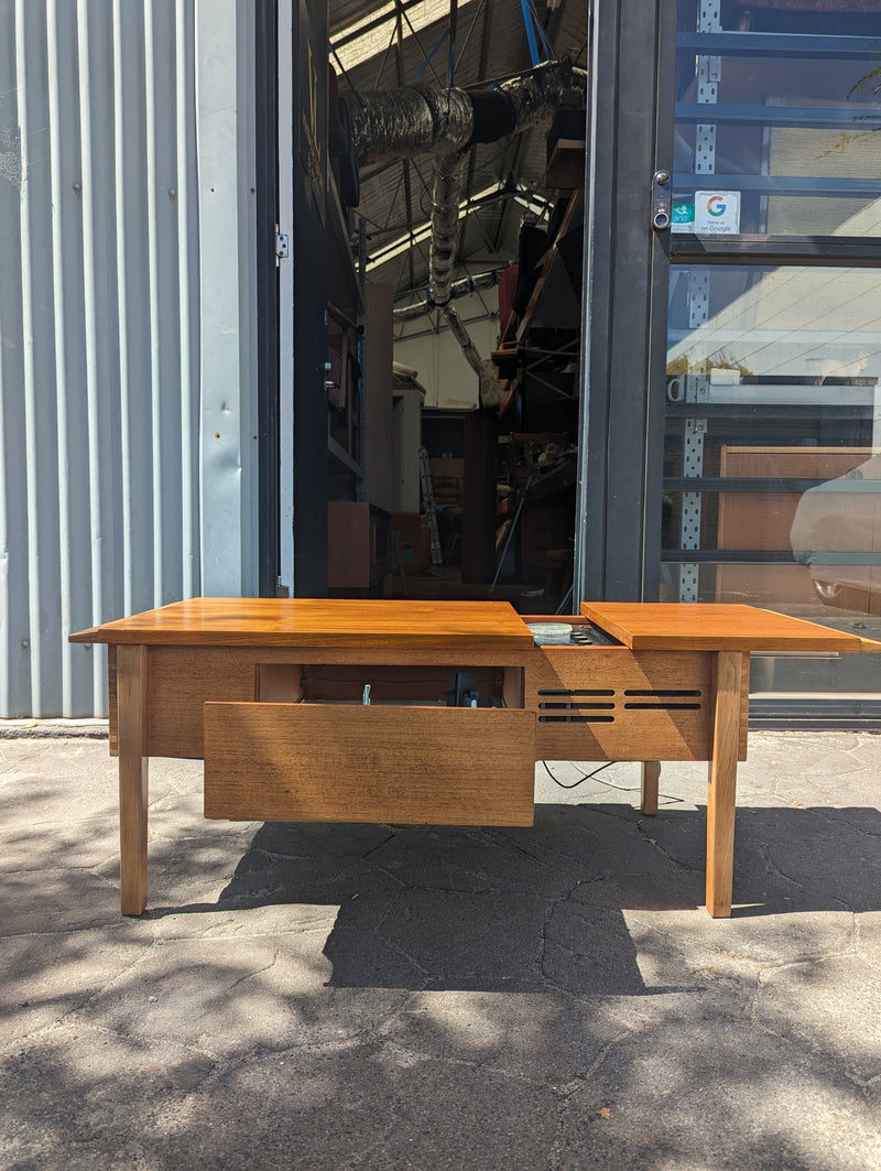 AWA cappuccino Radiogram mid century golden teak
