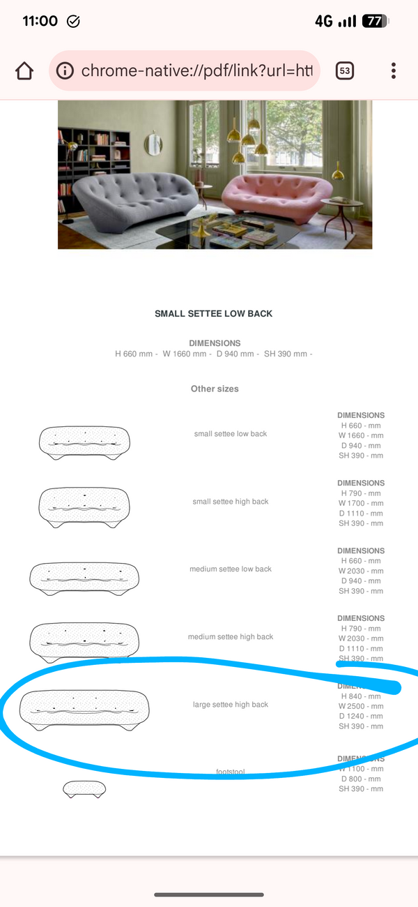 Pre order - Original Lignet Roset settee high back large ploum chair choose your own fabric!