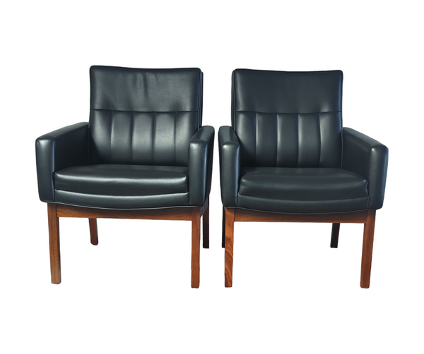 Featherston interiors pair of office armchairs restored original 1970s MCM vintage plus ottoman.