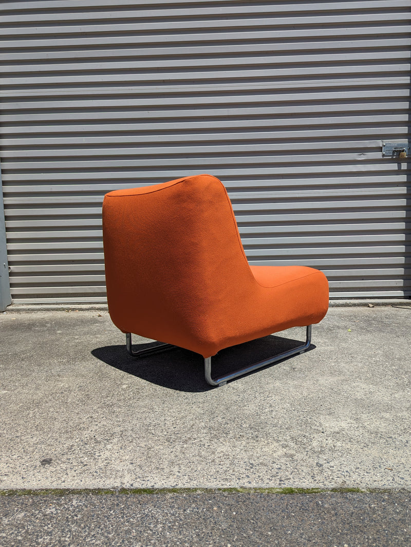Vanderoza low sleigh foam armchair mid century orange