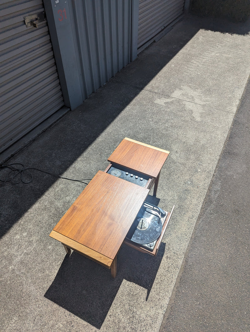 AWA cappuccino Radiogram mid century golden teak