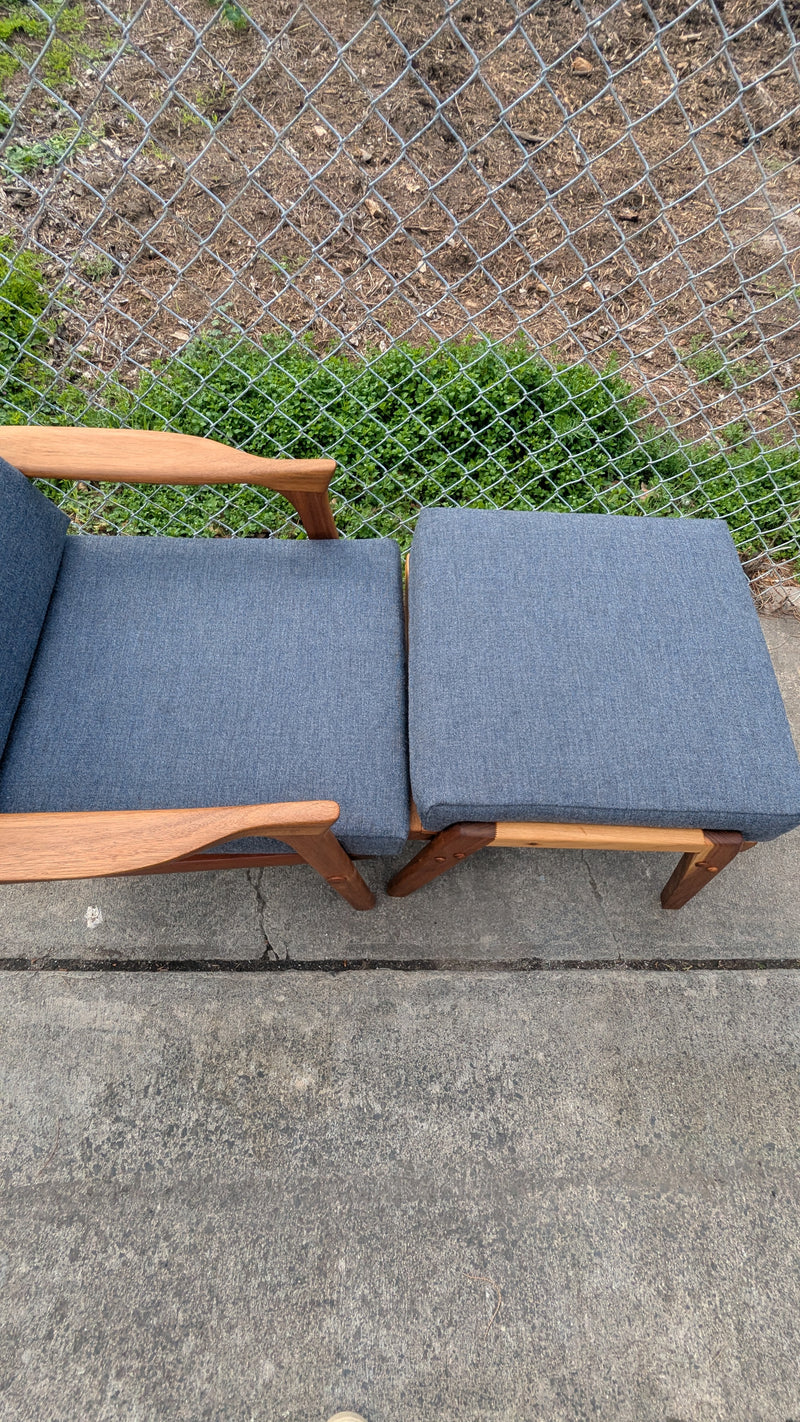 Pre - order: Danish Deluxe paddle high back armchairs Inga restored Zepel fabric boucle teak