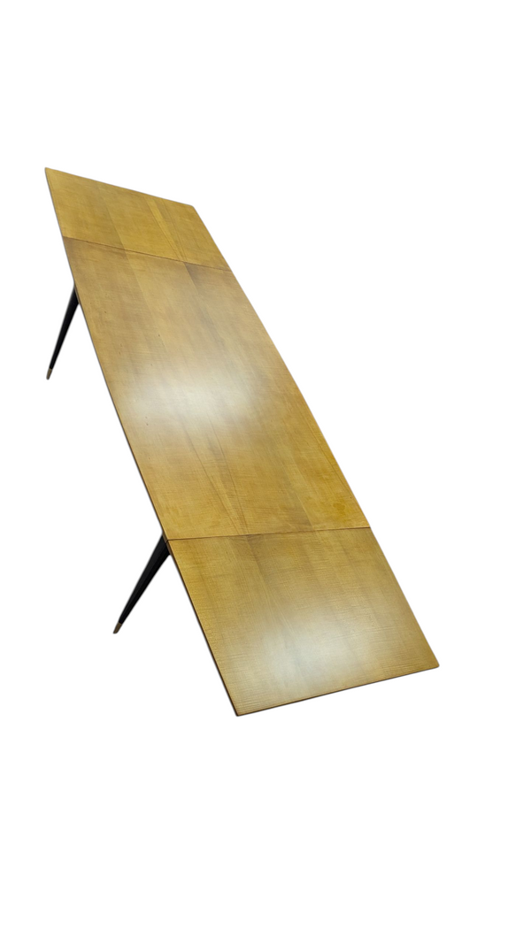 Authentic Rudowski dining table extendable curved tapered fully restored