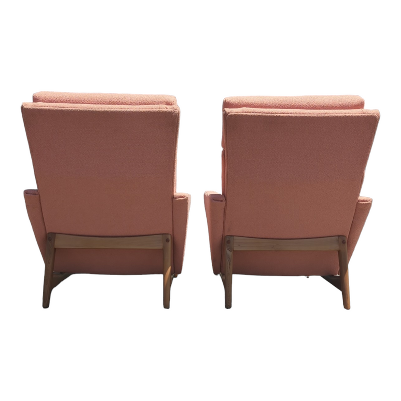 Pair Flerholme Fler armchairs mcm 1960s restored Sorbet boucle Wortley fabric
