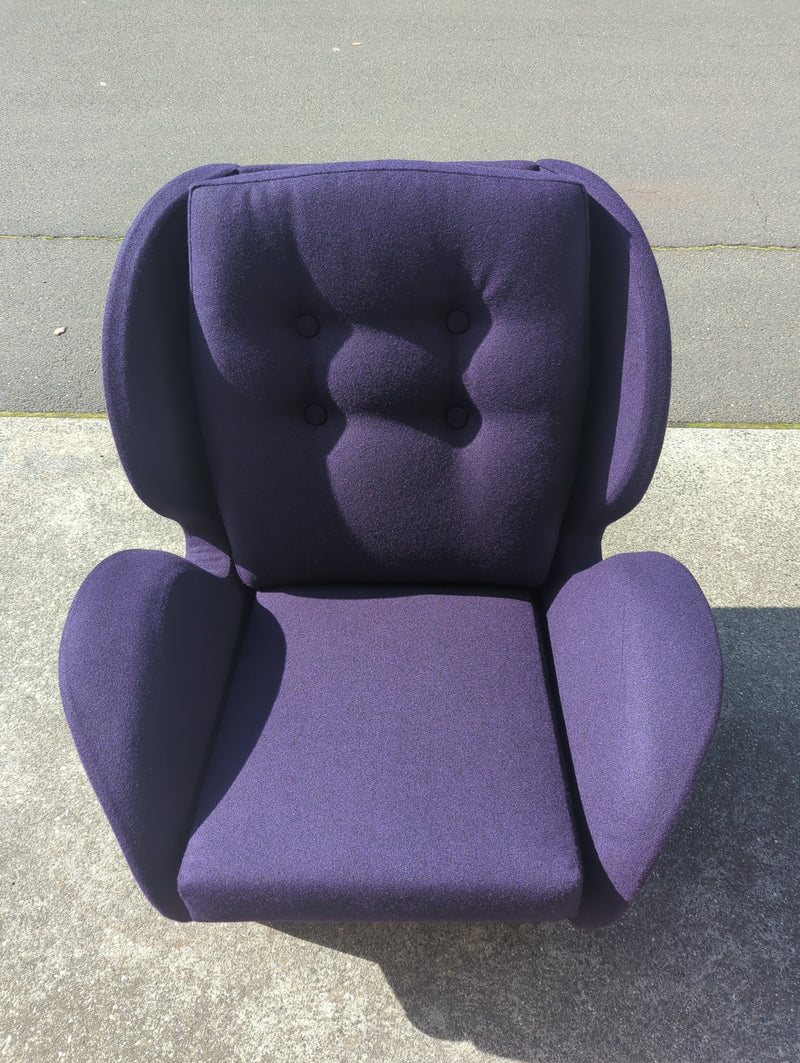 Single armchair Danish Deluxe Eros Swan chair fully restored purple Kvadrat wool