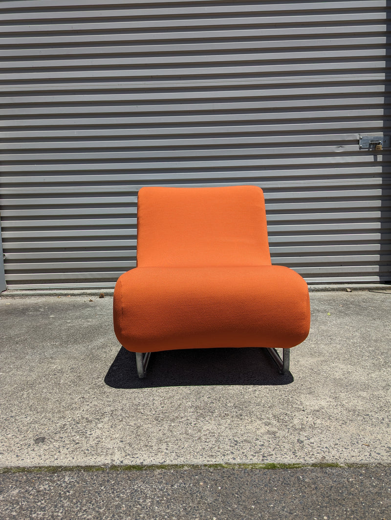 Vanderoza low sleigh foam armchair mid century orange