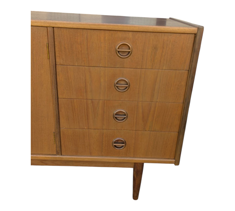 Parker Sideboard Authentic Nordic 1960s “Cats Eyes” Vintage teak MCM 2 door, 4 drawer version
