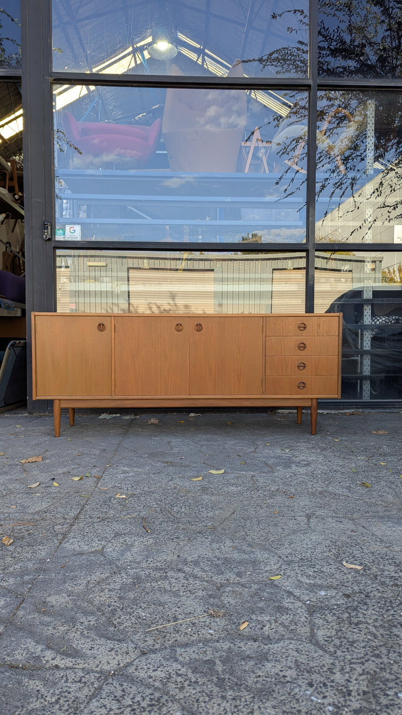 Parker Sideboard Authentic Nordic 1960s “Cats Eyes” Vintage teak MCM 2 door, 4 drawer version