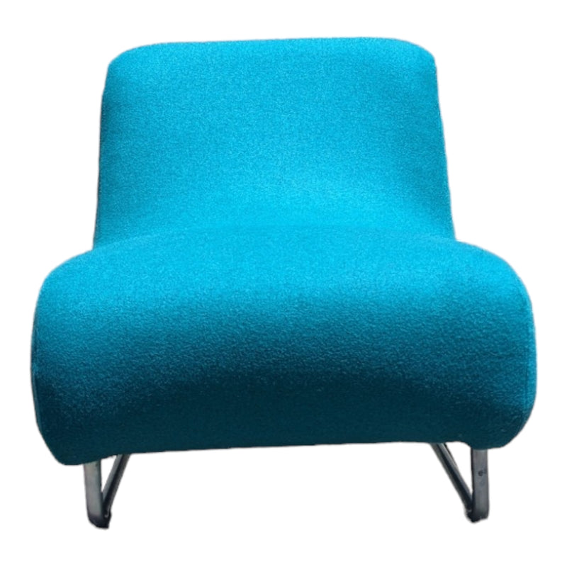 Vanderoza low sleigh foam armchair mid century Kvadrat fabric blue green