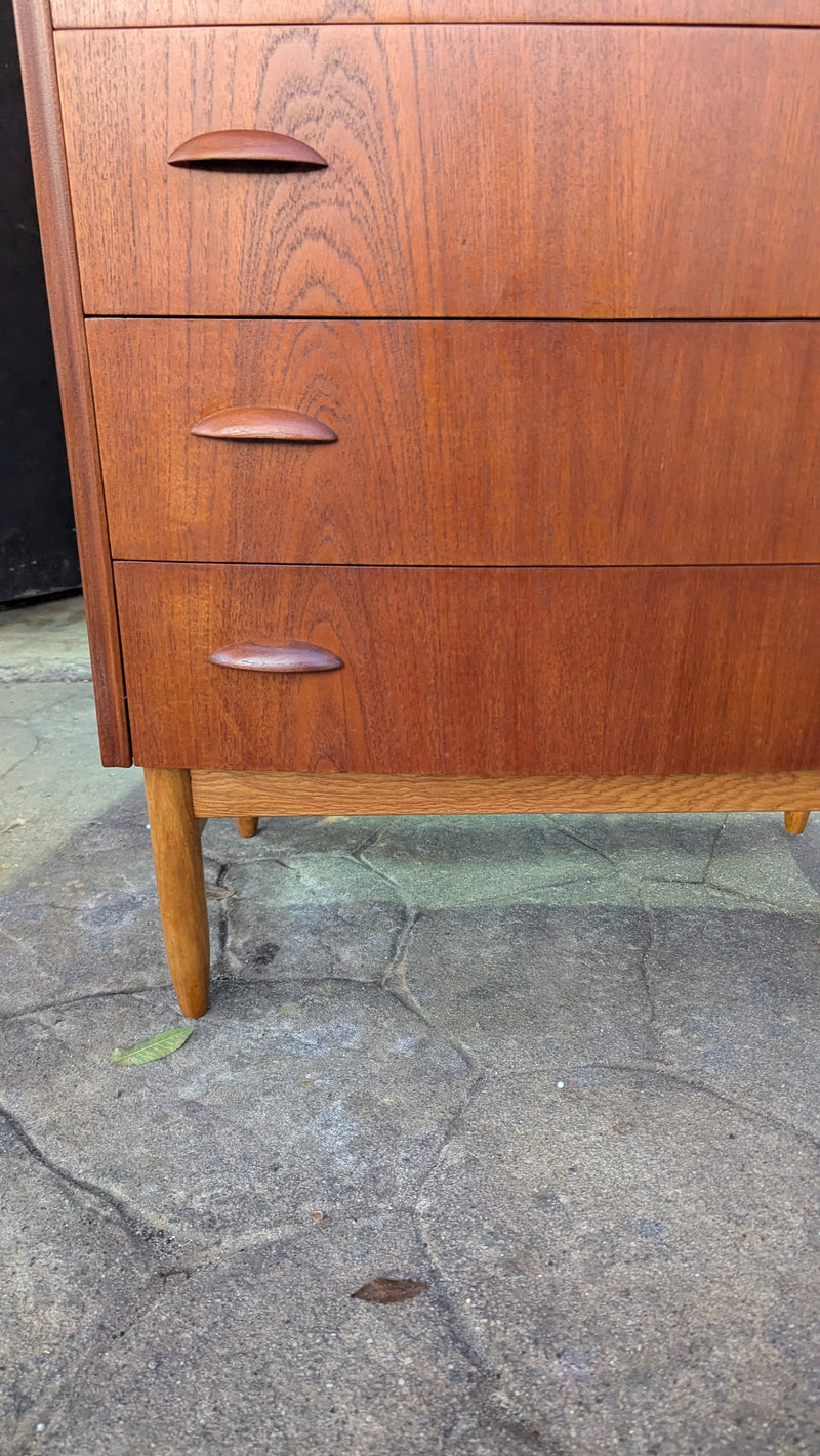 Danish vintage MCM 1960s tallboy fully restored chest of drawers
