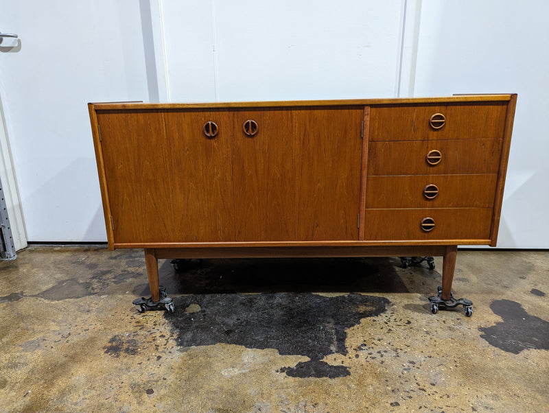 Parker Sideboard Authentic Nordic 1960s “Cats Eyes” Vintage teak MCM 2 door, 4 drawer version.