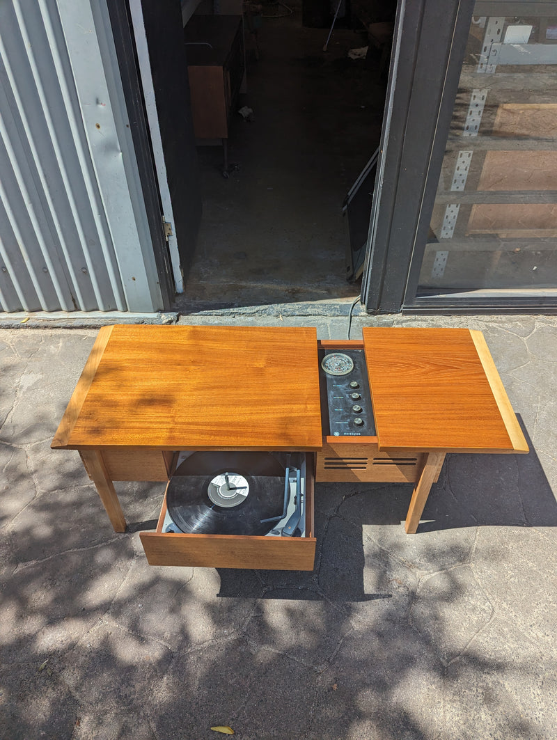 AWA cappuccino Radiogram mid century golden teak