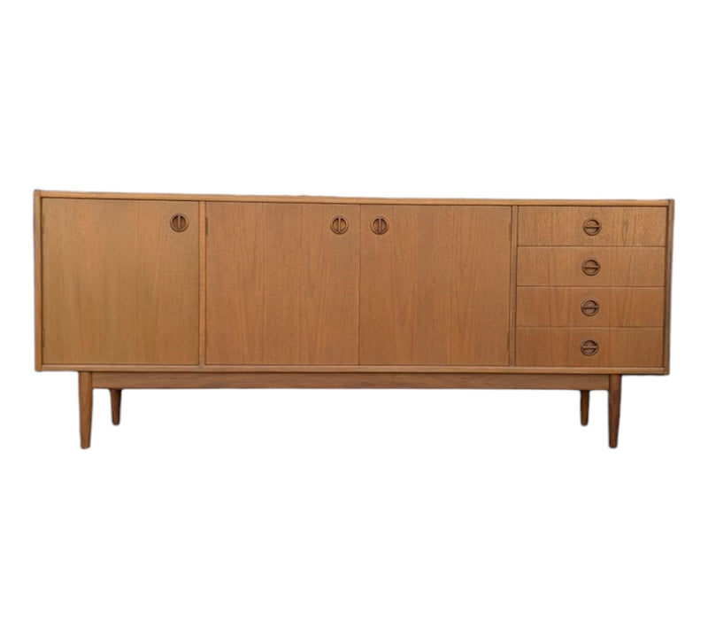 Parker Sideboard Authentic Nordic 1960s “Cats Eyes” Vintage teak MCM 2 door, 4 drawer version