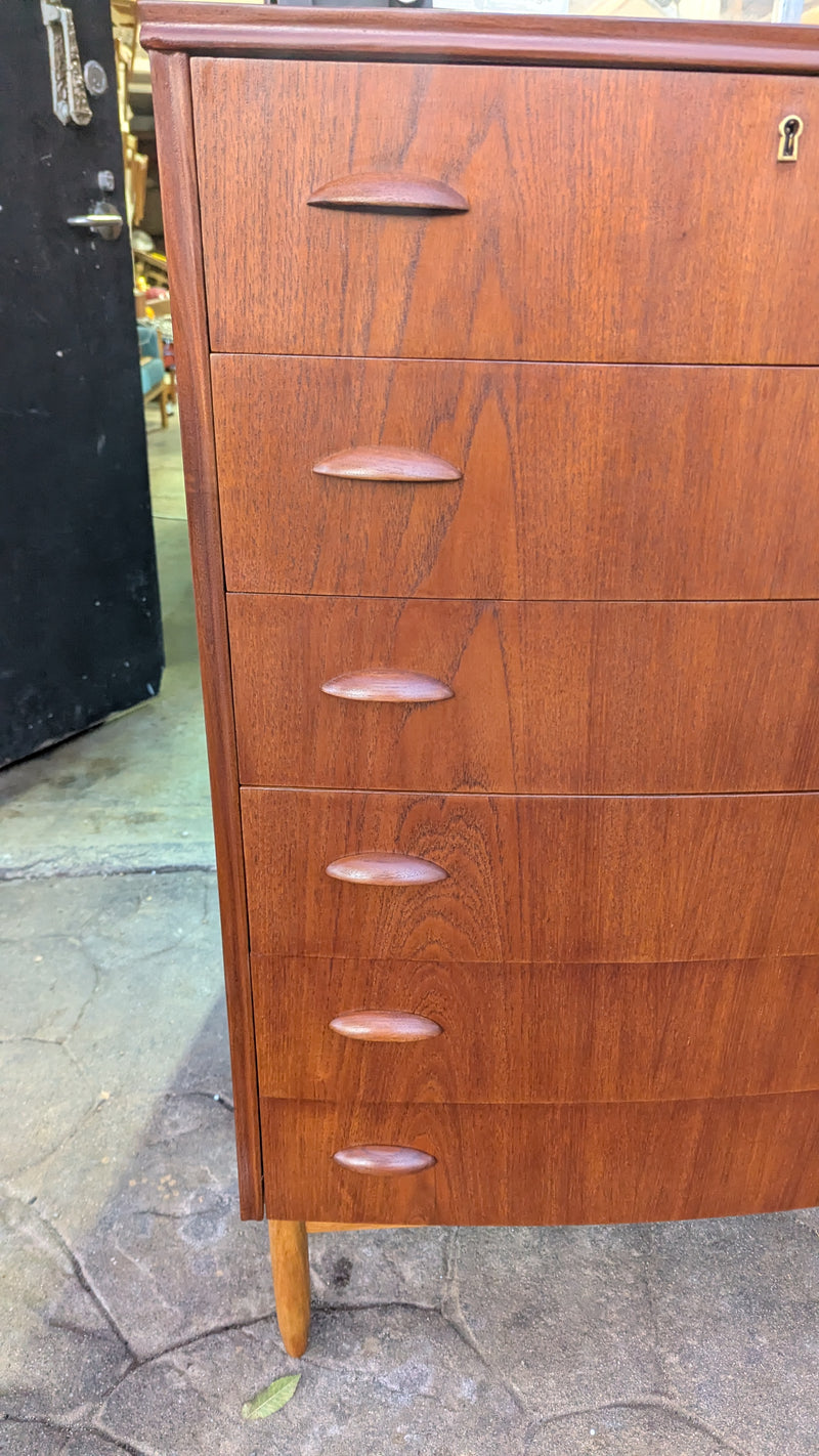 Danish vintage MCM 1960s tallboy fully restored chest of drawers