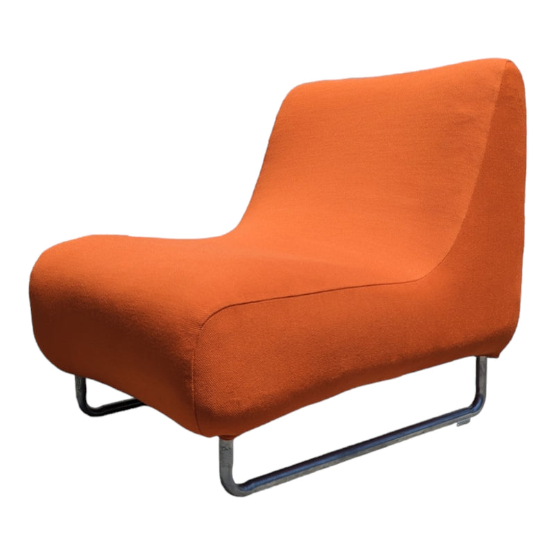 Vanderoza low sleigh foam armchair mid century orange