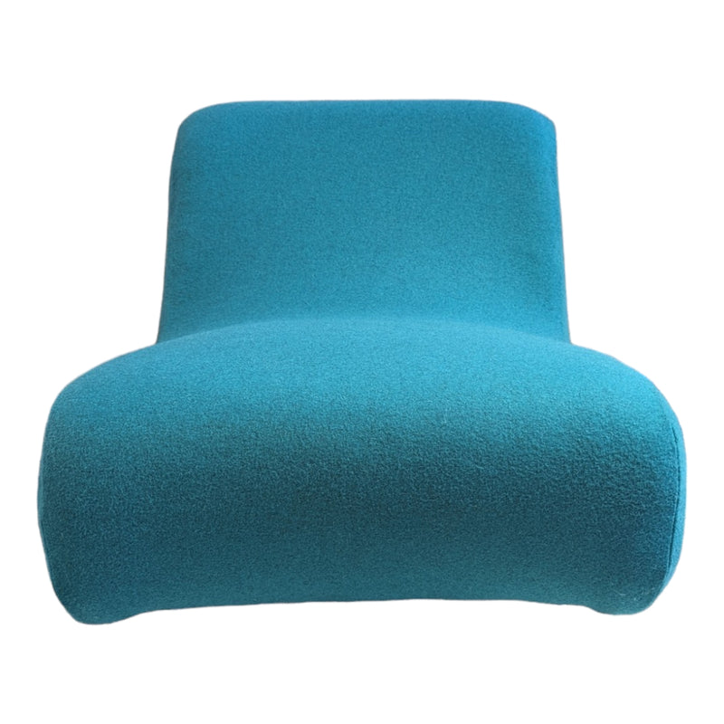 Vanderoza low sleigh foam armchair mid century Kvadrat fabric blue green