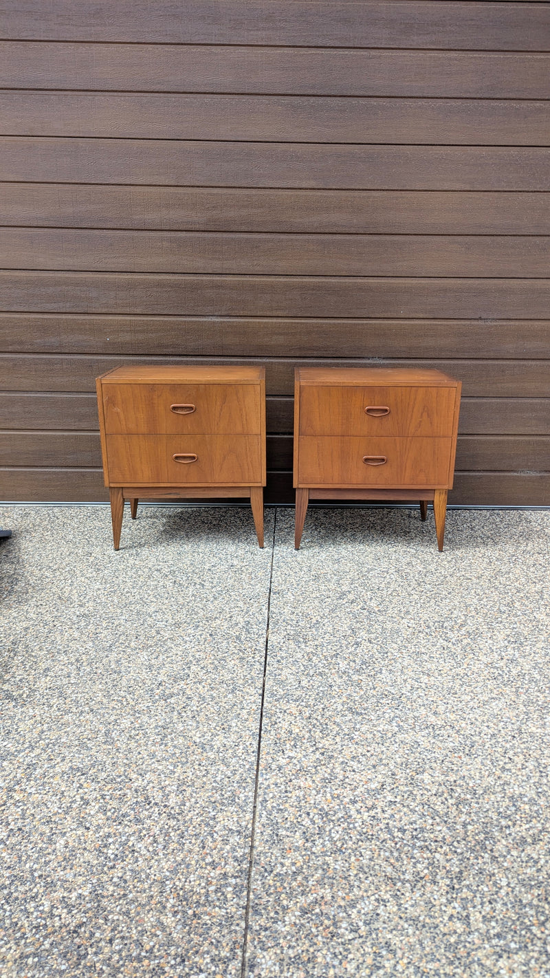 Parker style teak bedside tables pair 1960s