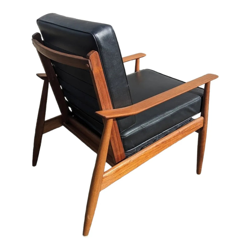 Mid century armchair Ford furniture original black vinyl fully restored