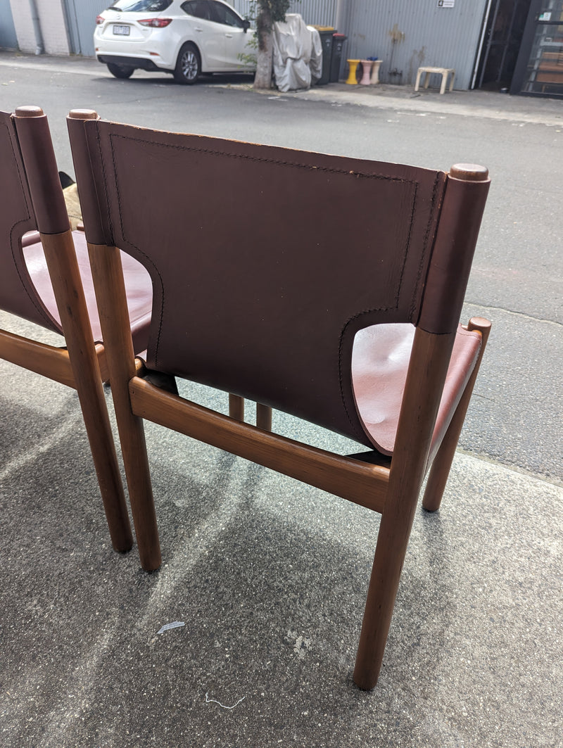Authentic Flervilla 4 dining chairs fully burgundy brown leather