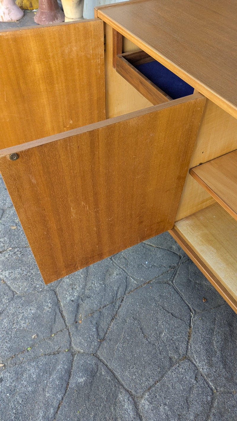 Parker Sideboard Authentic Nordic 1960s “Cats Eyes” Vintage teak MCM 2 door, 4 drawer version