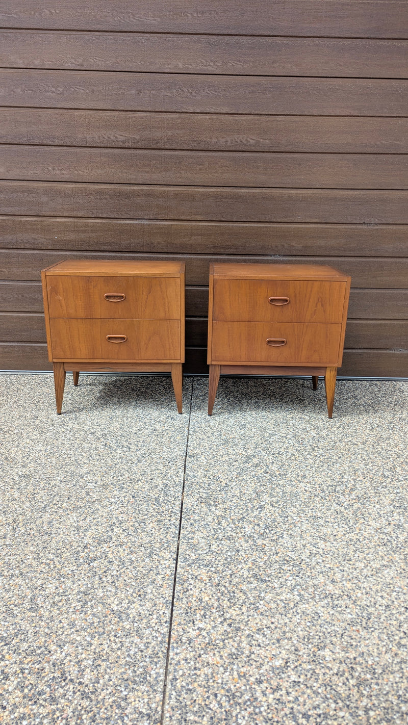 Parker style teak bedside tables pair 1960s
