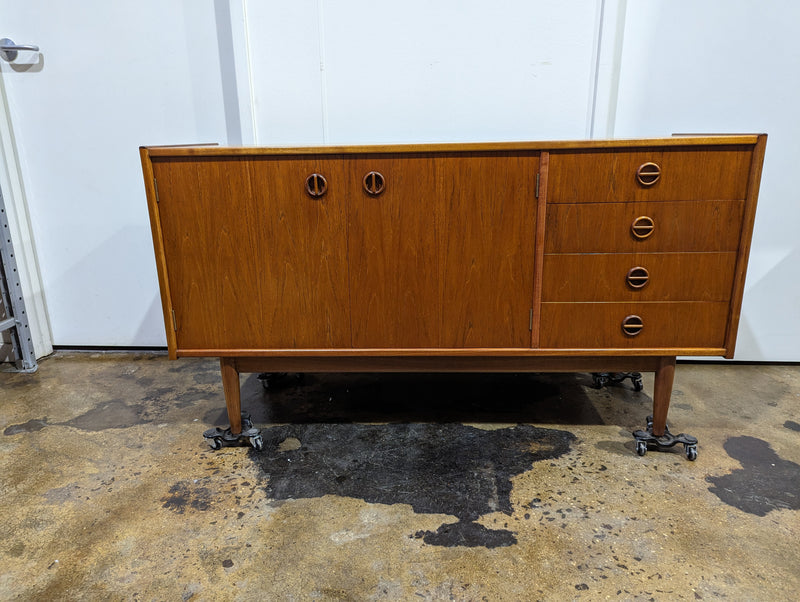 Parker Sideboard Authentic Nordic 1960s “Cats Eyes” Vintage teak MCM 2 door, 4 drawer version.