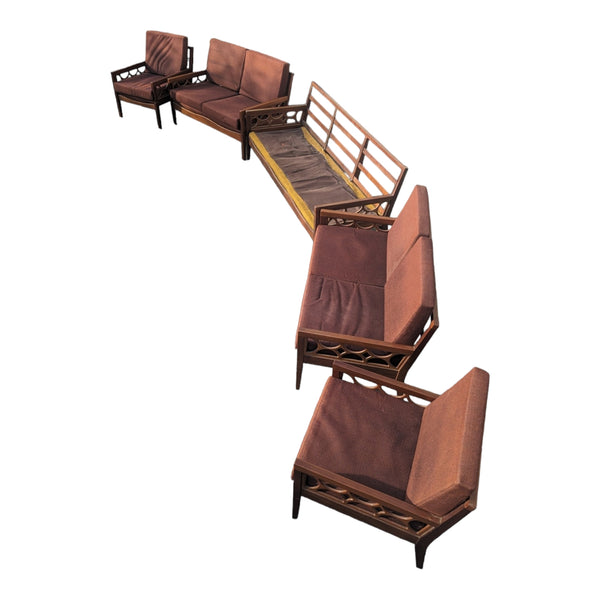 Avalon furniture 5 piece teak lounge suite MCM 1960s