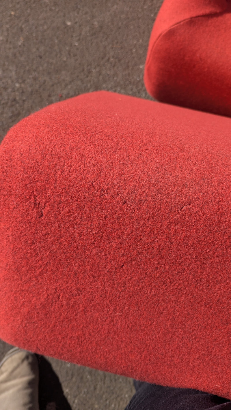 Authentic Featherston Uniroyal Numero 1V IV highback armchair red/pink matching ottoman Kvadrat wool fabric